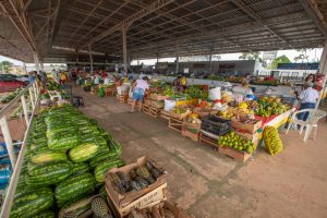Imagem da feira e de frutas